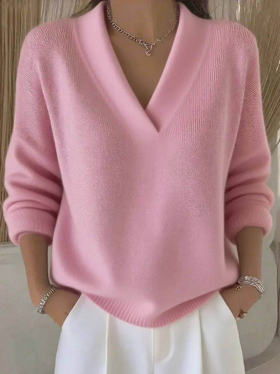 Jessie | Soft Pink V-Neck Sweater in Relaxed Fit